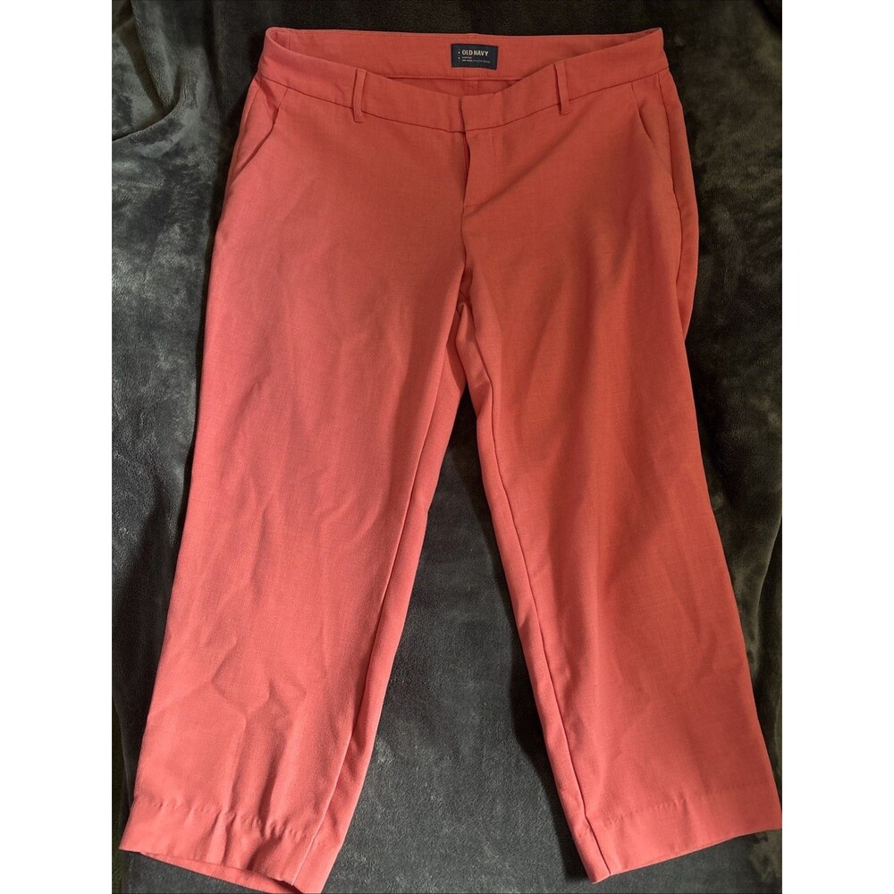 #65 Old Navy Womens Harper Pants Size 14 Coral Pink Cropped Ankle Stretch